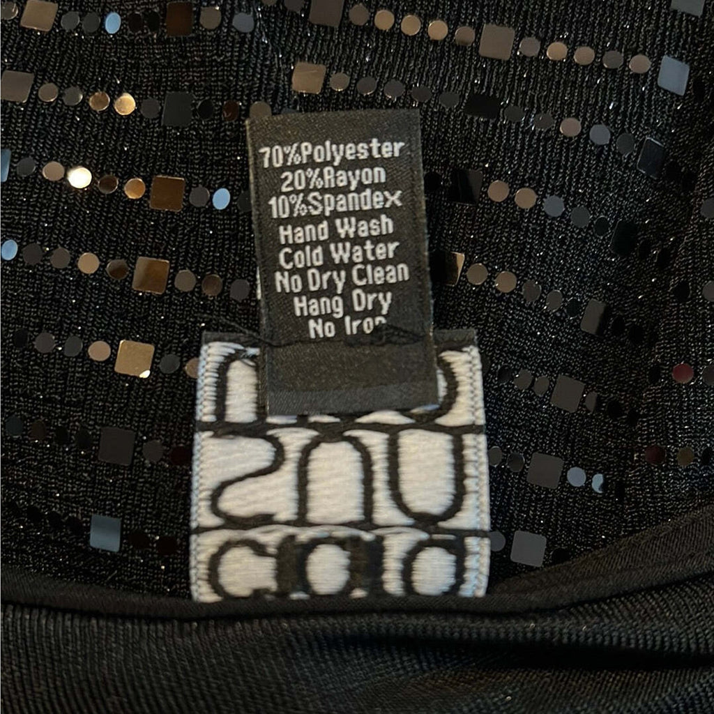 Clara Sun Woo black cold shoulder sequin dress sz Small