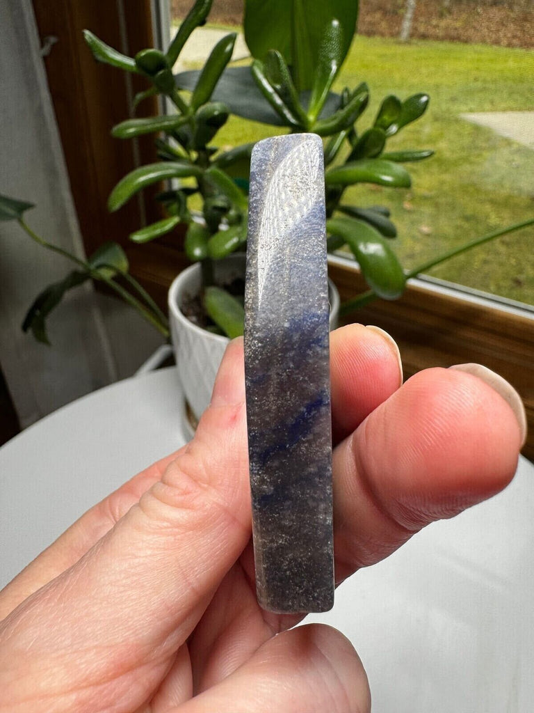 Blue Aventurine carved coffin palm stone