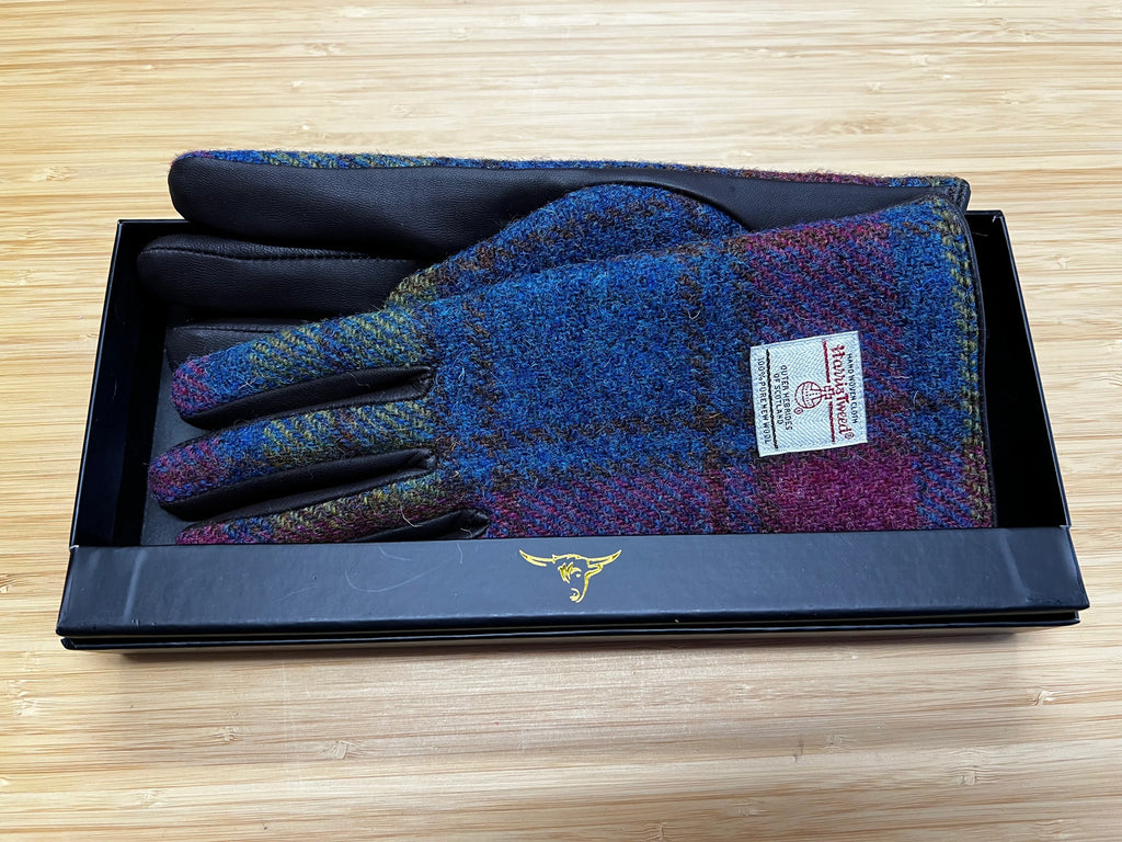 Glen Alpin Leather & Tartan Gloves sz Small