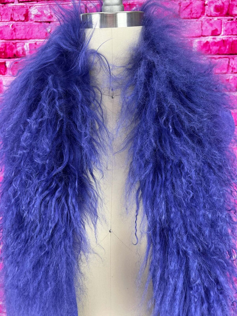 Ravel Purple photo suede vest with removable faux fur color size large