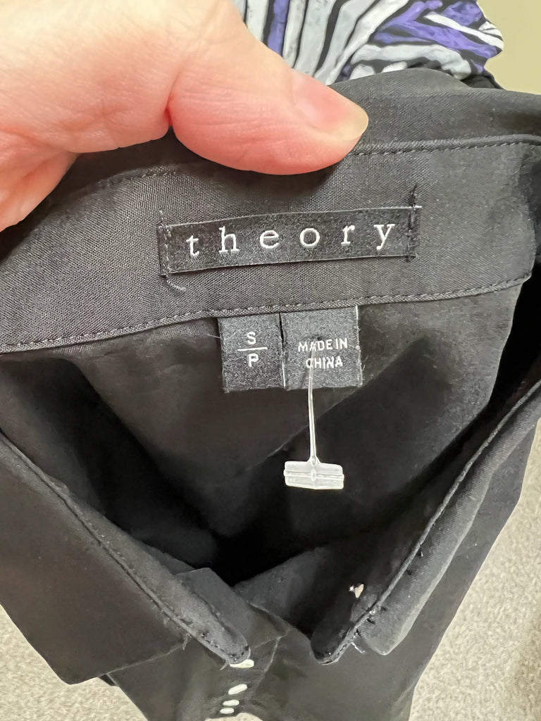 Theory Black Button up blouse sz S