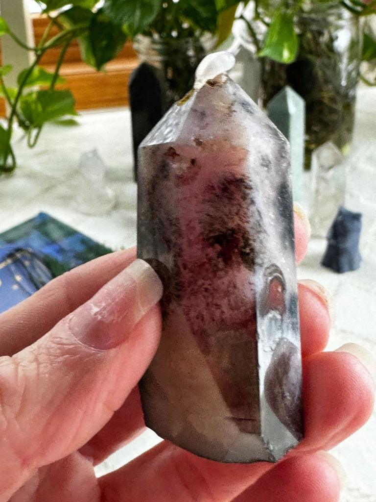 Black Flower Agate Tower