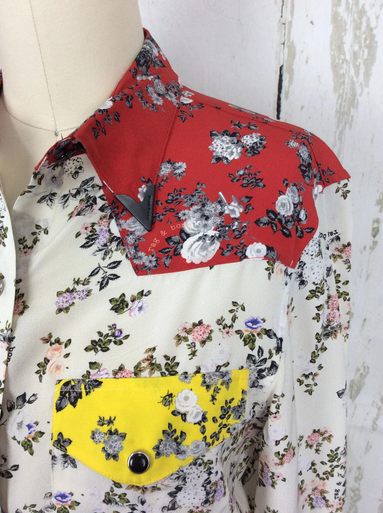 Rag & Bone silk flower print western blouse as Xsmall