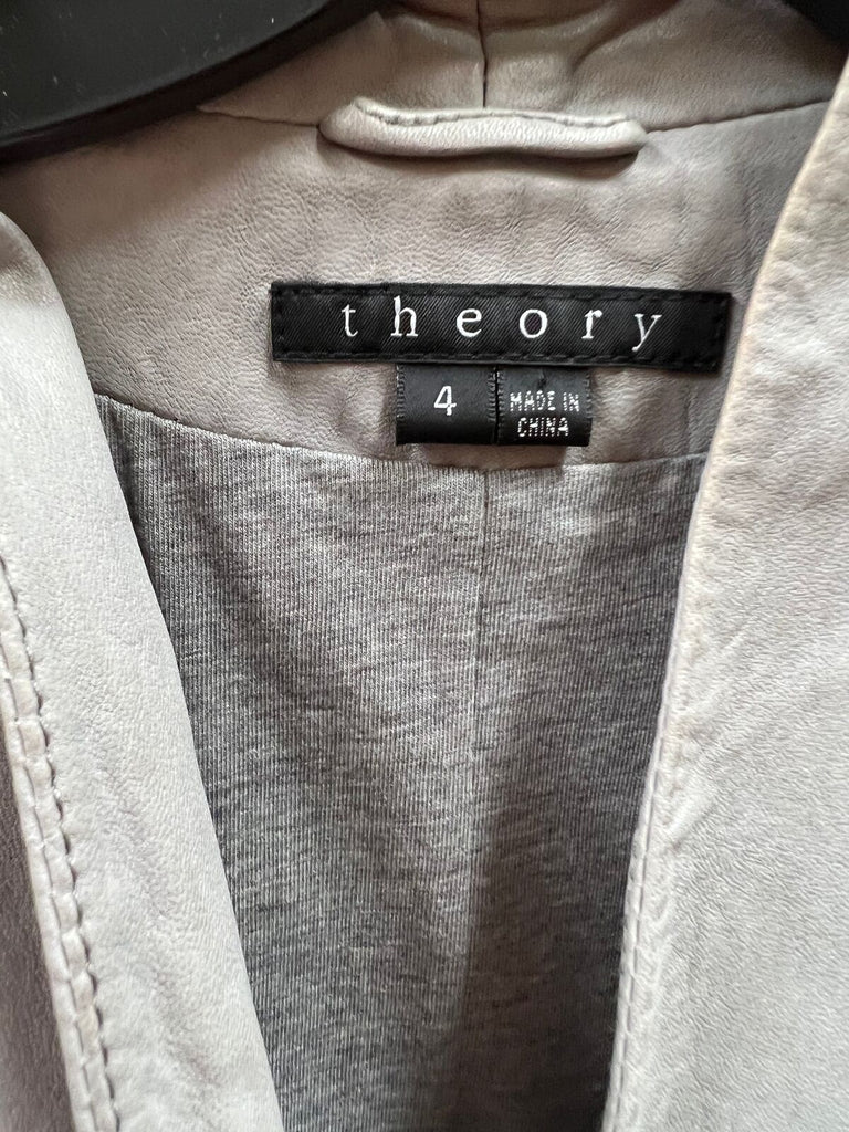 Theory grey leather jacket sz 4