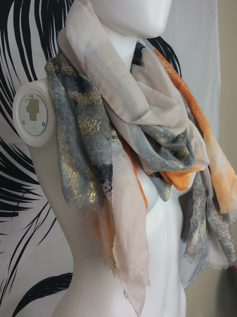 Metallic Gold Embossed Scarf