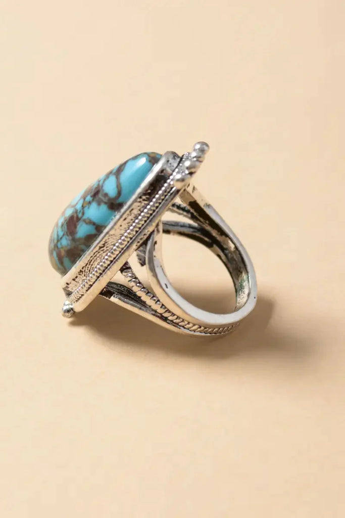 Turquoise Raindrop Silver Fashion Ring