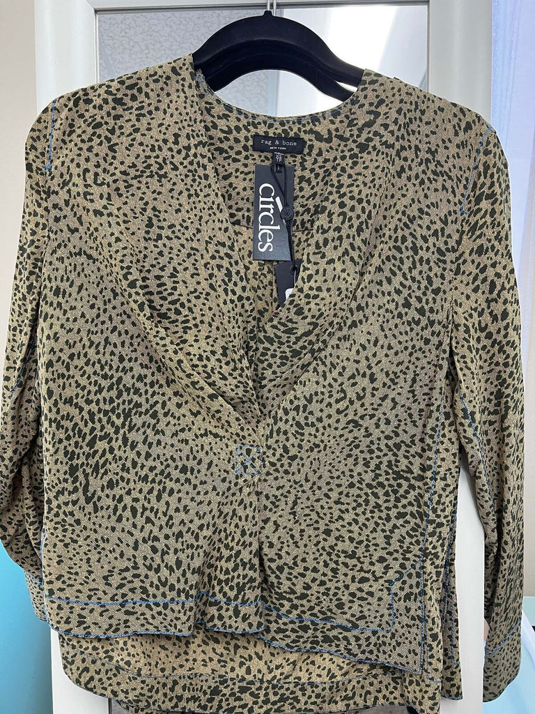 Rag & Bone Olive Shields print blouse sz XS