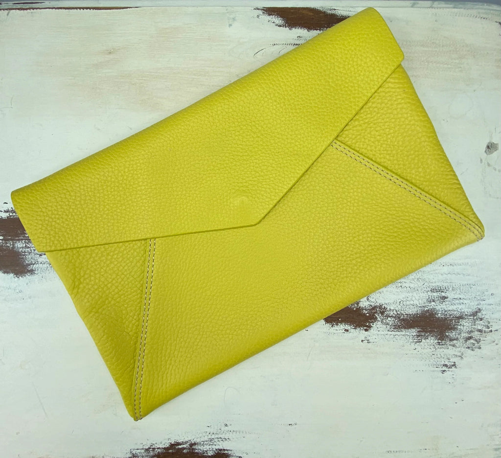 J McLaughlin leather envelope clutch