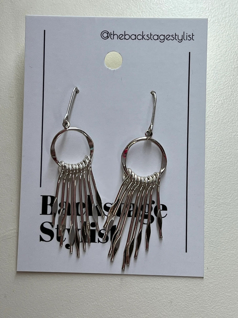 metal fringe drop earrings