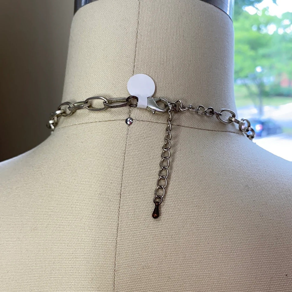 Sterling silver choker chain necklace with ball pendant