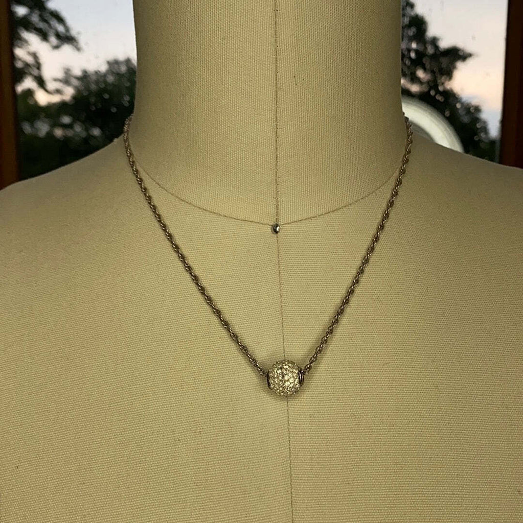 Sterling silver choker chain necklace with ball pendant