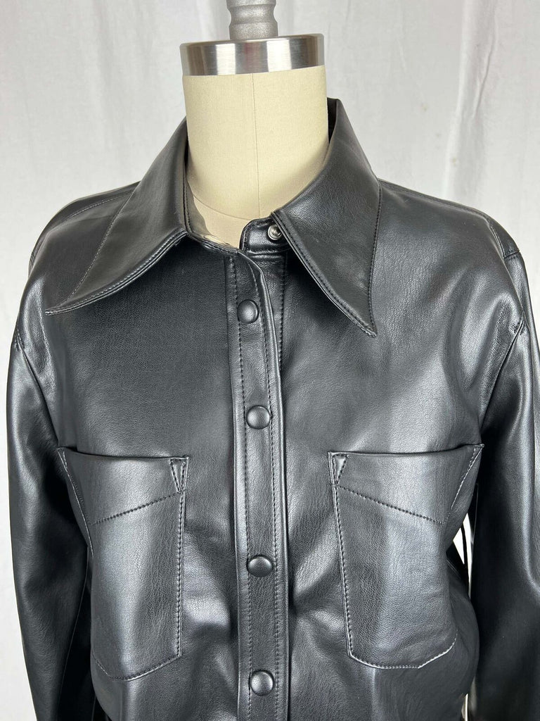 AGolde Paloma vegan leather shirt sz