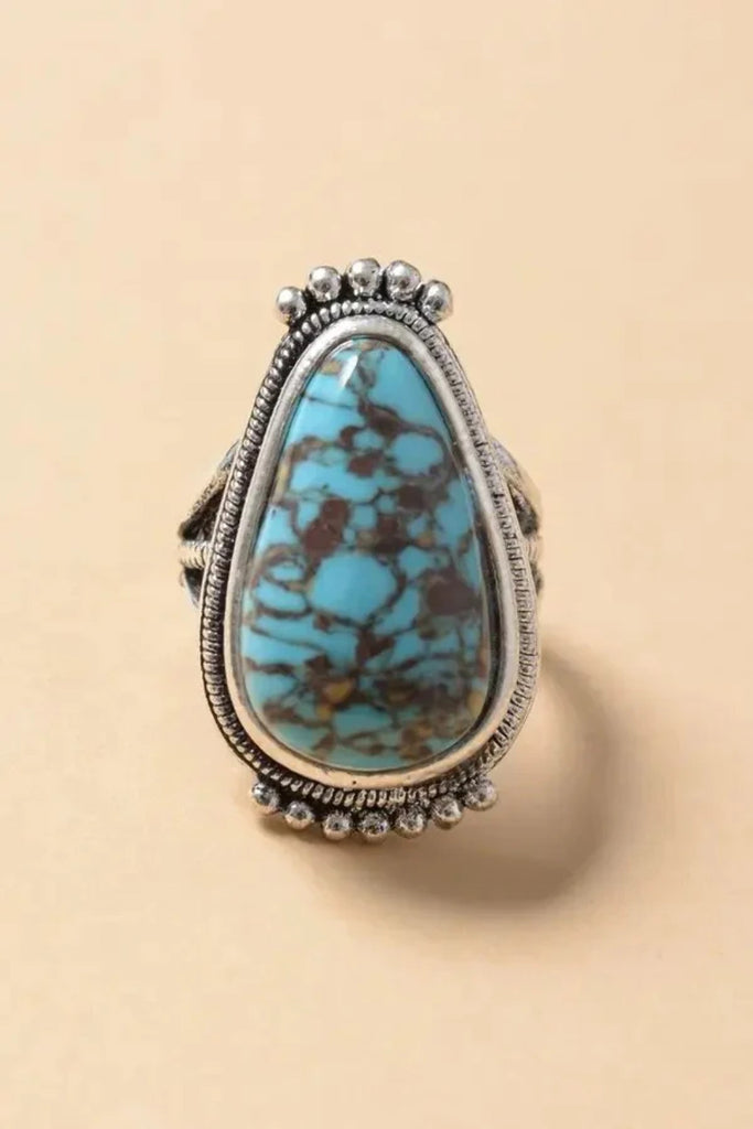 Turquoise Raindrop Silver Fashion Ring