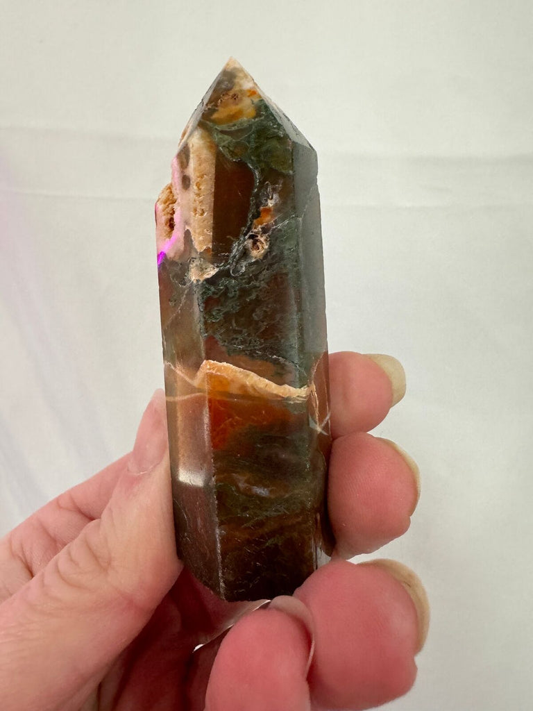 Red Moss Agate Crystal Tower