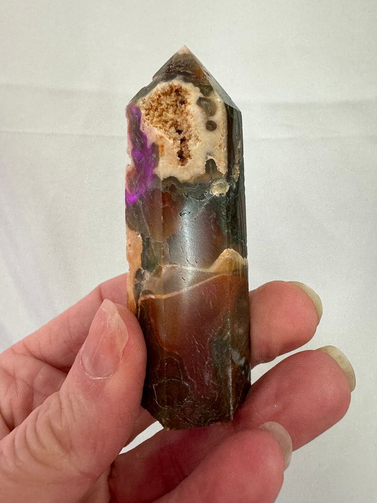 Red Moss Agate Crystal Tower