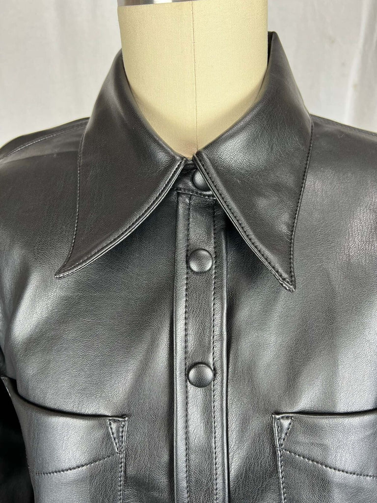 AGolde Paloma vegan leather shirt sz