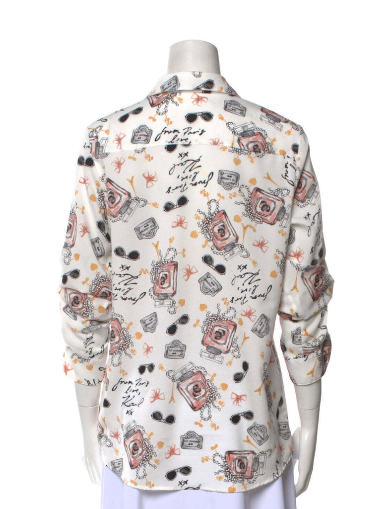 Karl Lagerfeld print button up blouse sz Medium