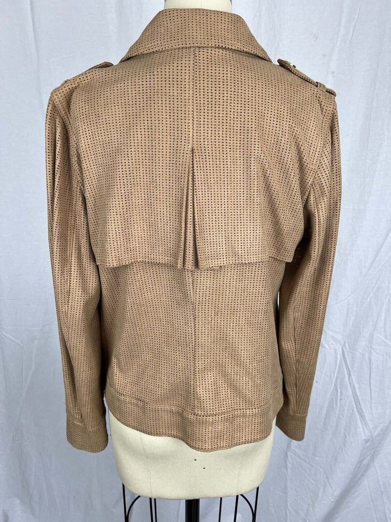 Chico’s laser cut faux suede moto jacket sz Small