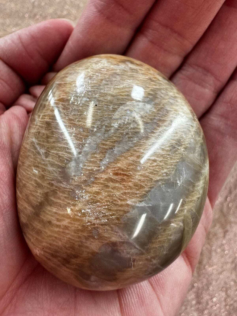 Peach Moonstone palm stone