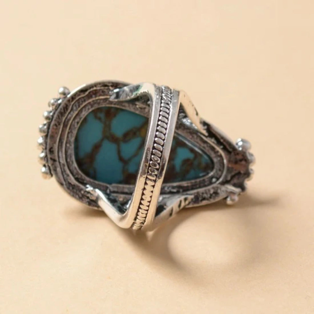 Turquoise Raindrop Silver Fashion Ring