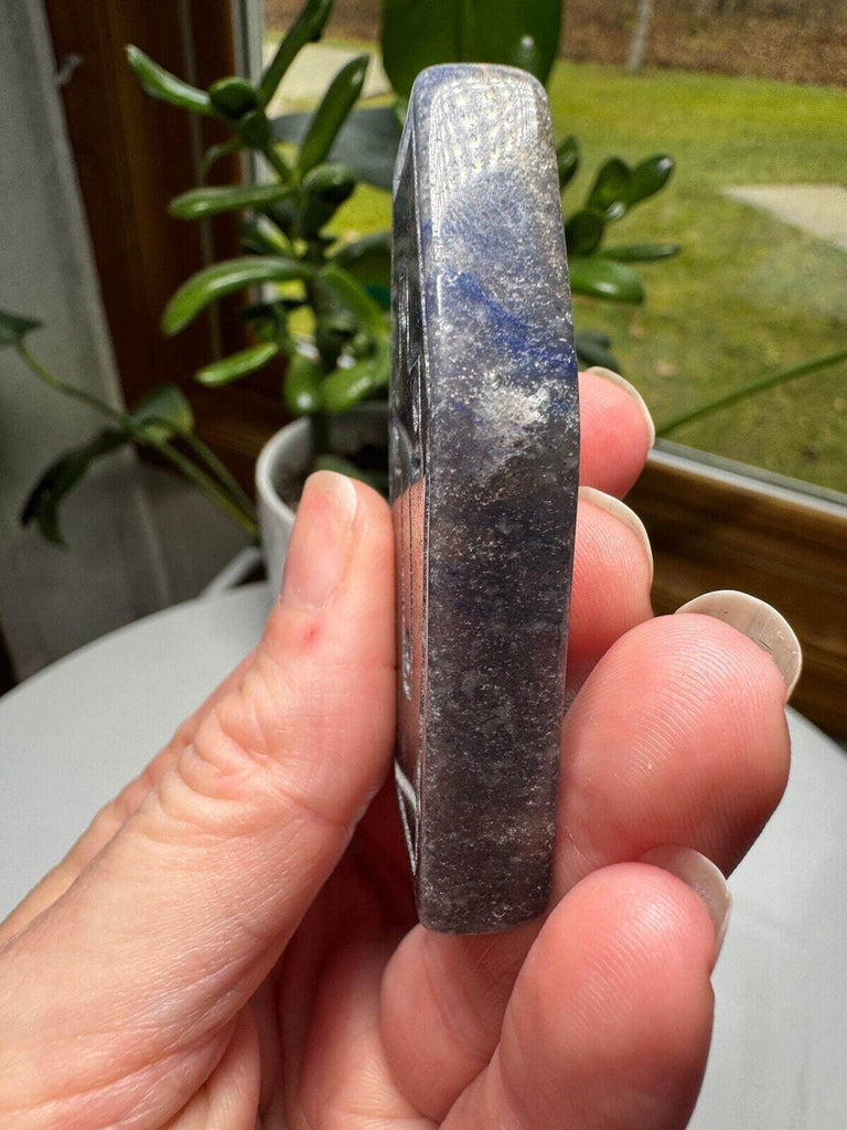 Blue Aventurine carved coffin palm stone