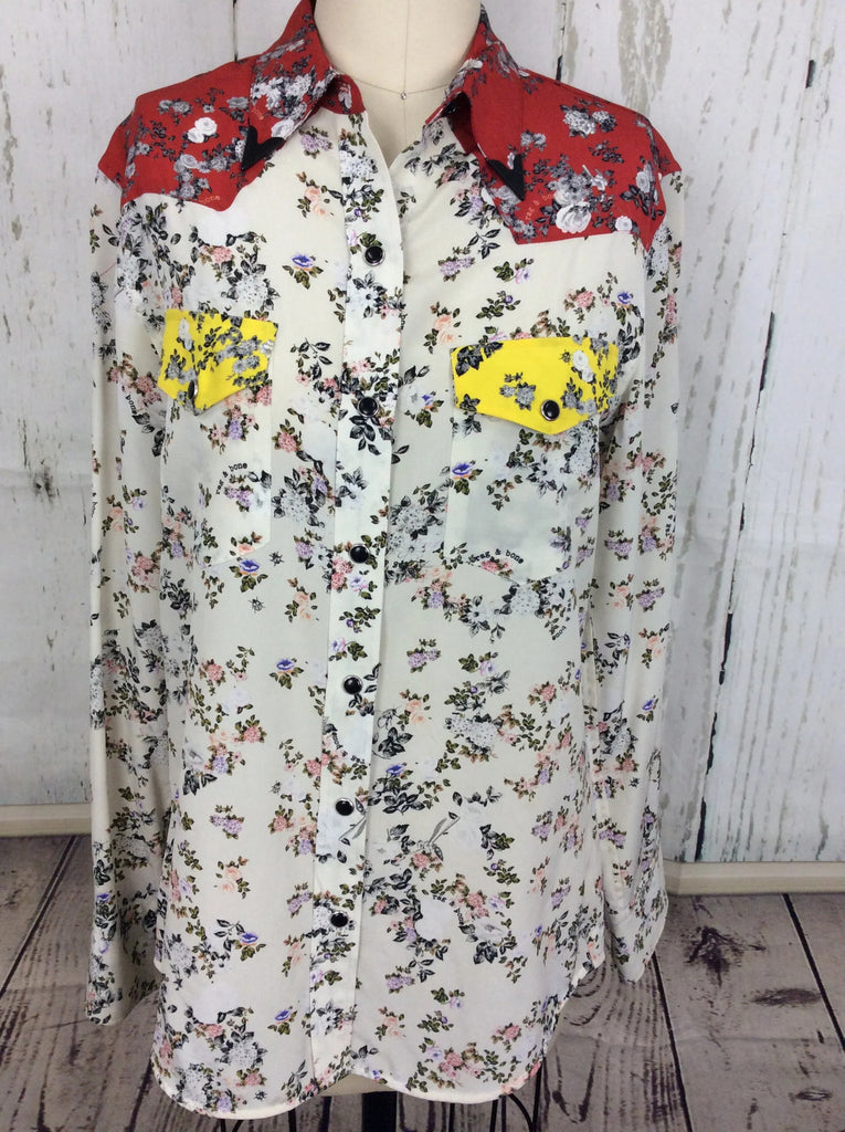 Rag & Bone silk flower print western blouse as Xsmall