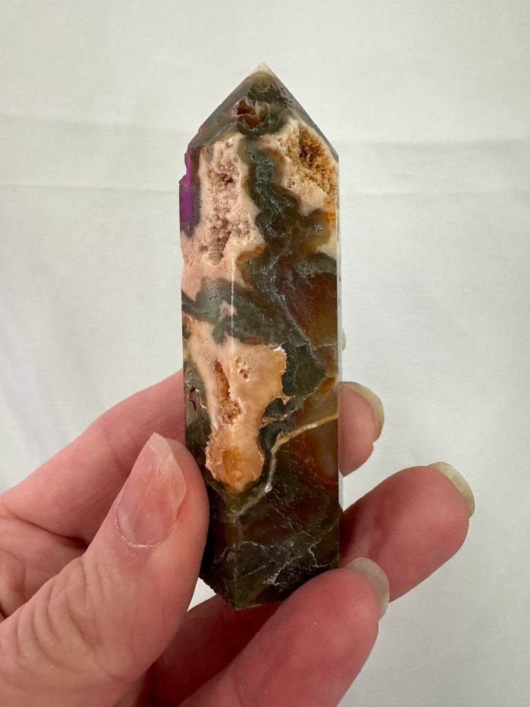 Red Moss Agate Crystal Tower