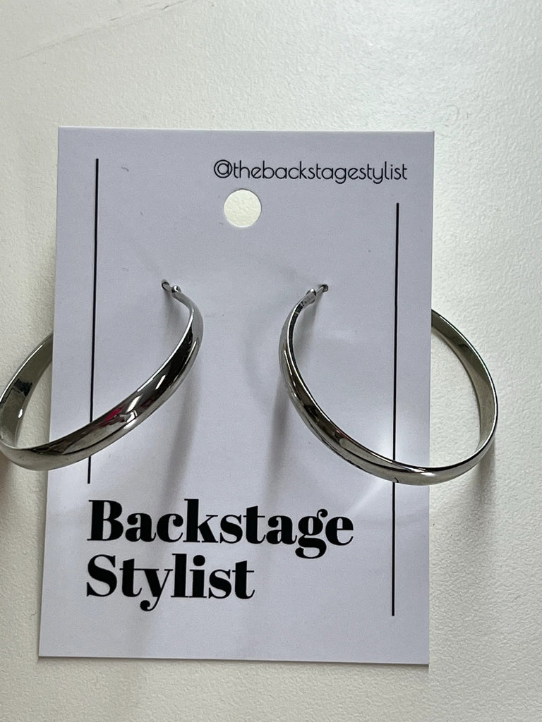 Silver metal hoop earrings