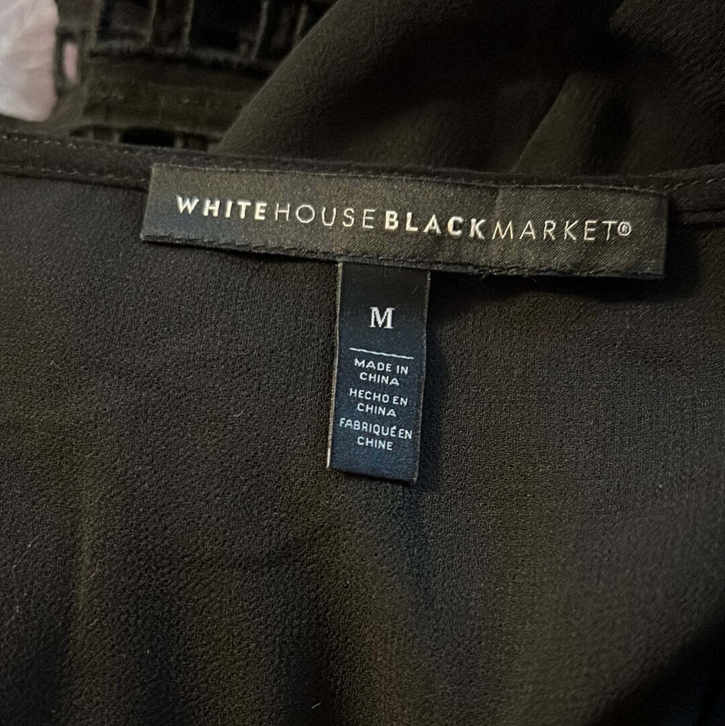 White House Black Market vneck sheer blouse sz Medium