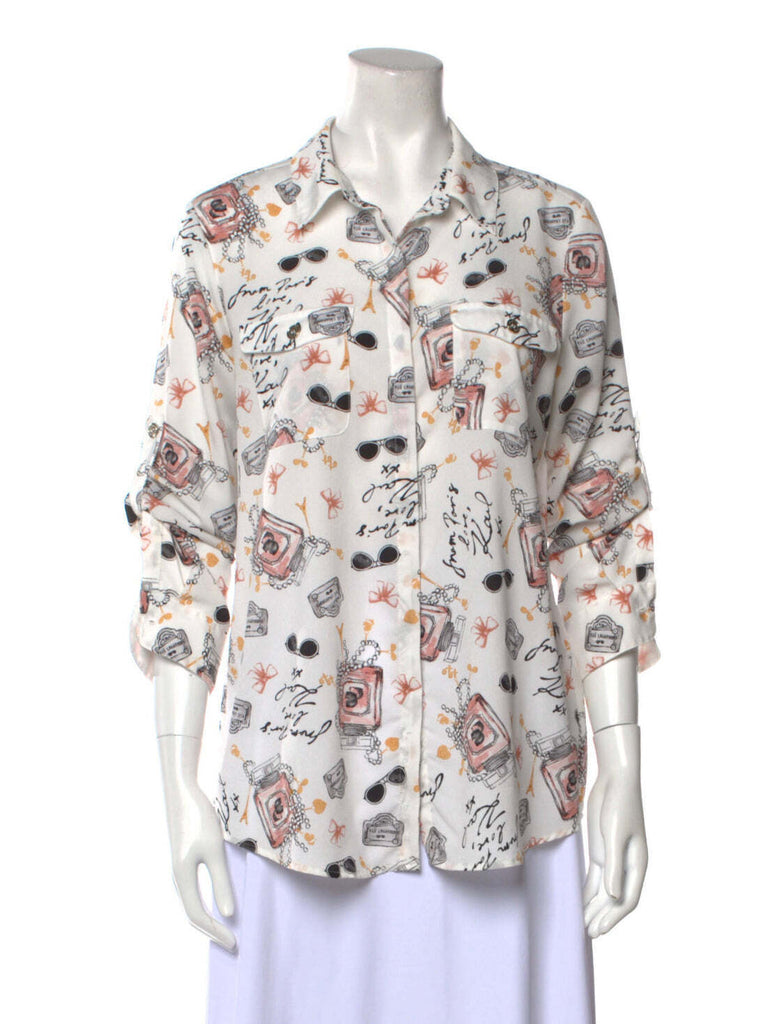 Karl Lagerfeld print button up blouse sz Medium