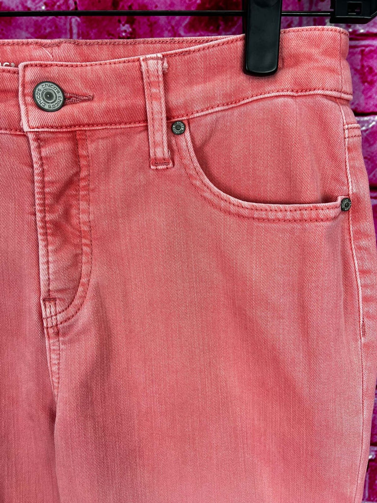 Chicos Pink Denim So Slimming Girlfriend Jeans sz 2