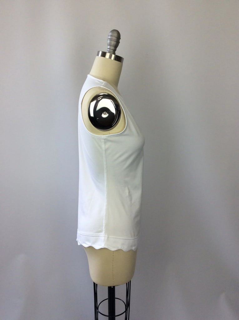 Jofit White Scallop Neck Tank Top sz XS