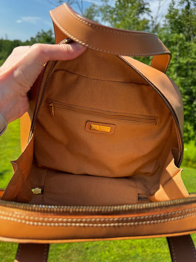 Burberry leather train case top handle bag