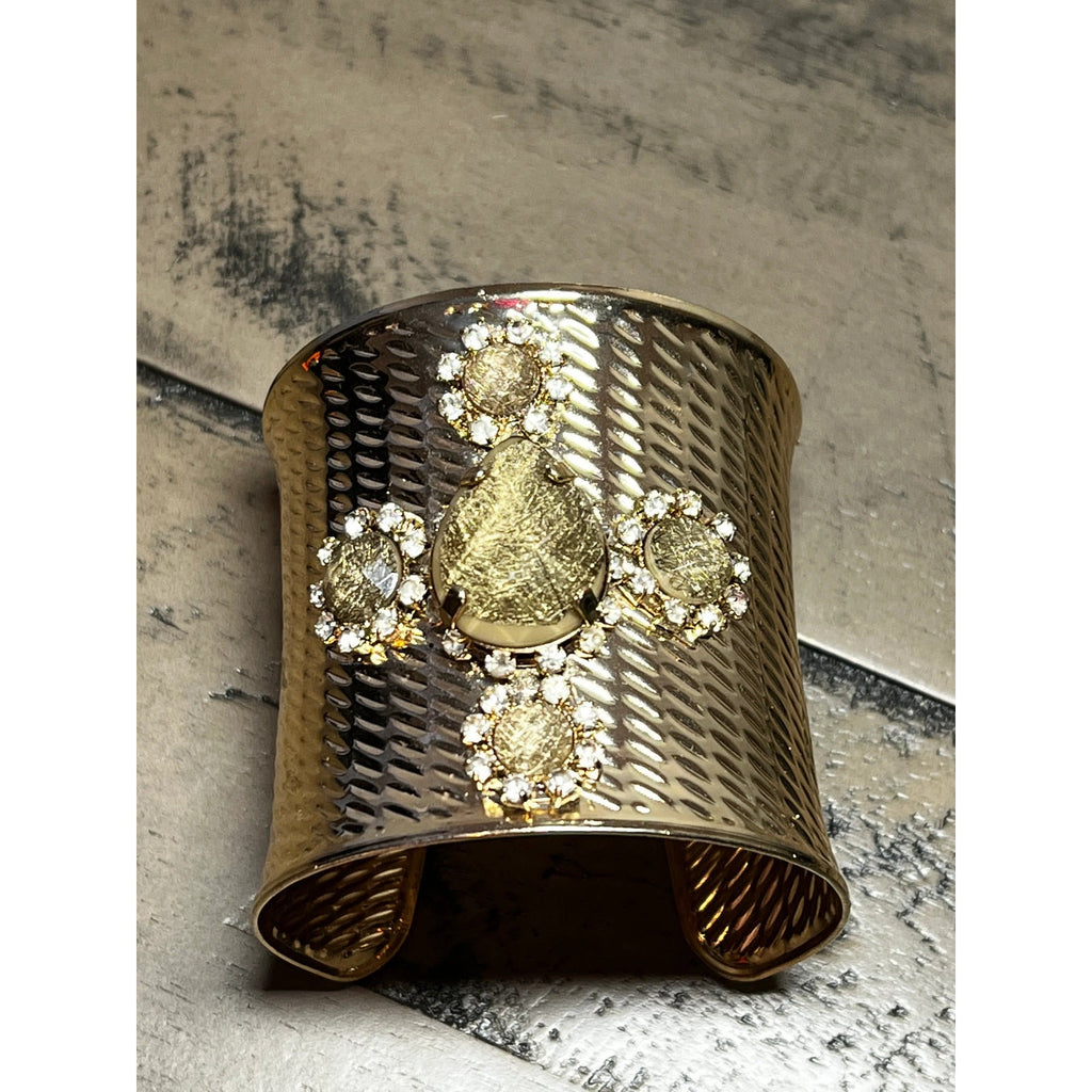 Boho Crystal and Stone Cuff Bracelet