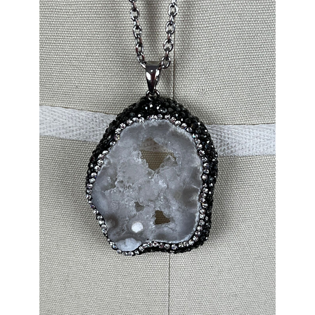 Geode crystal pendant chain necklace