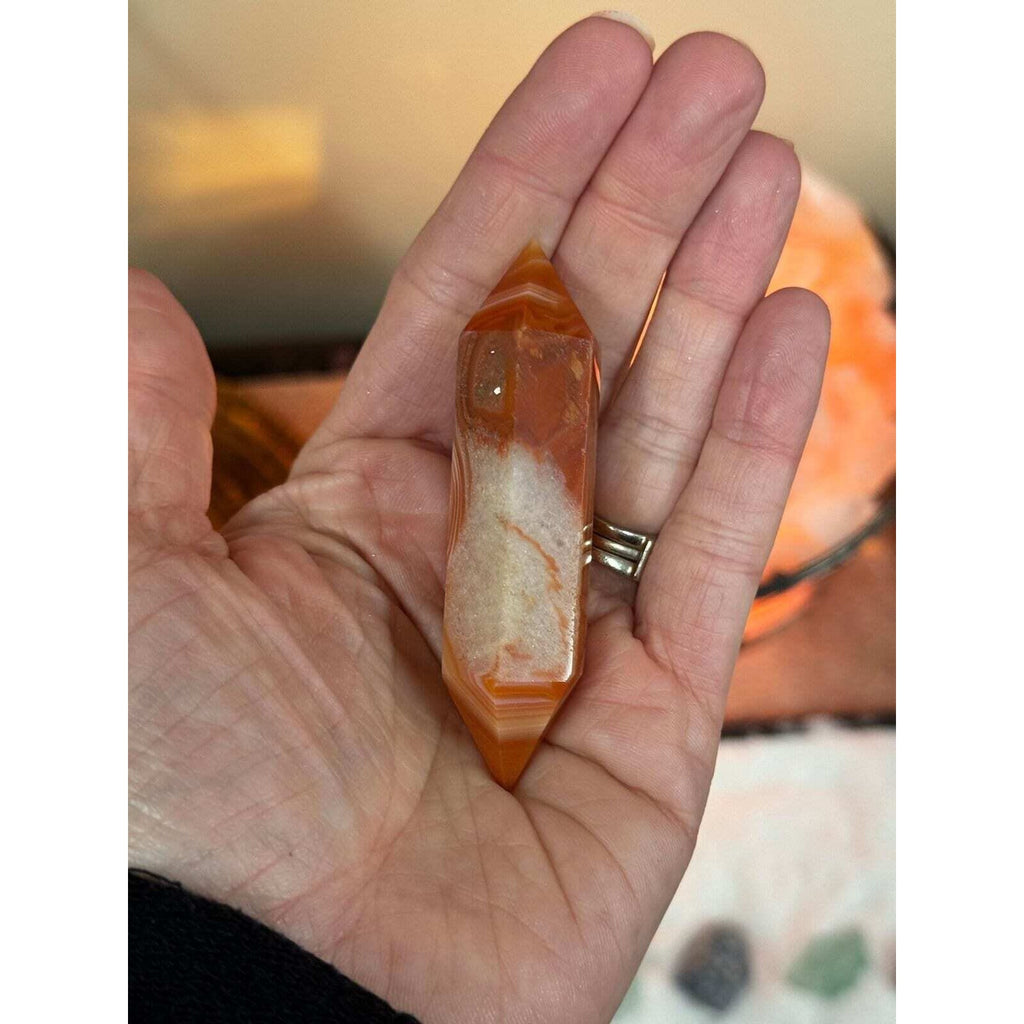 Sardonyx chalcedony double tip crystal