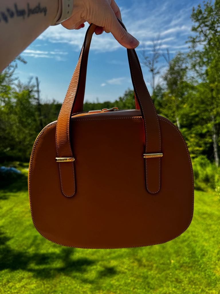 Burberry leather train case top handle bag