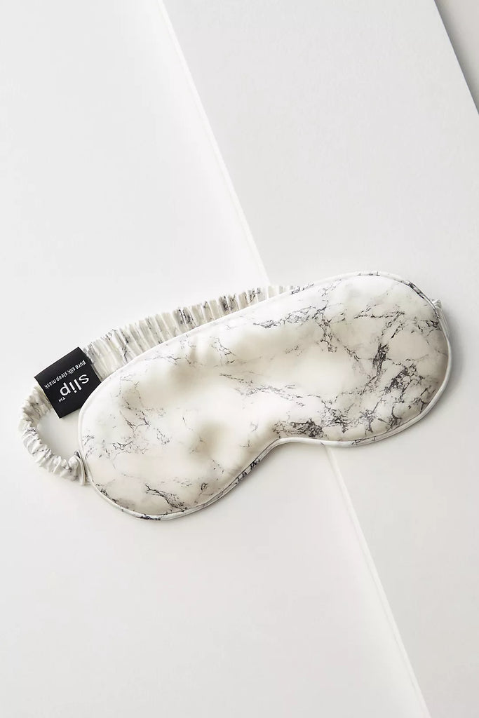 Slip White Marble Silk Sleep Mask