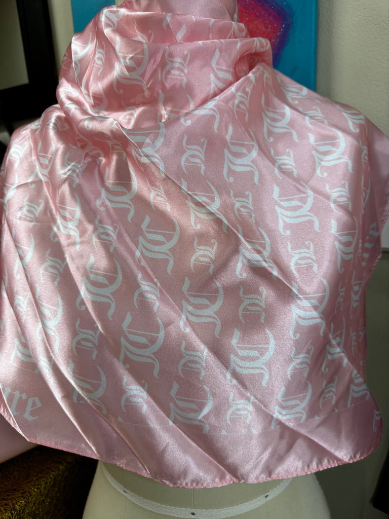 NEW Juicy Couture Pink Monogram satin scarf