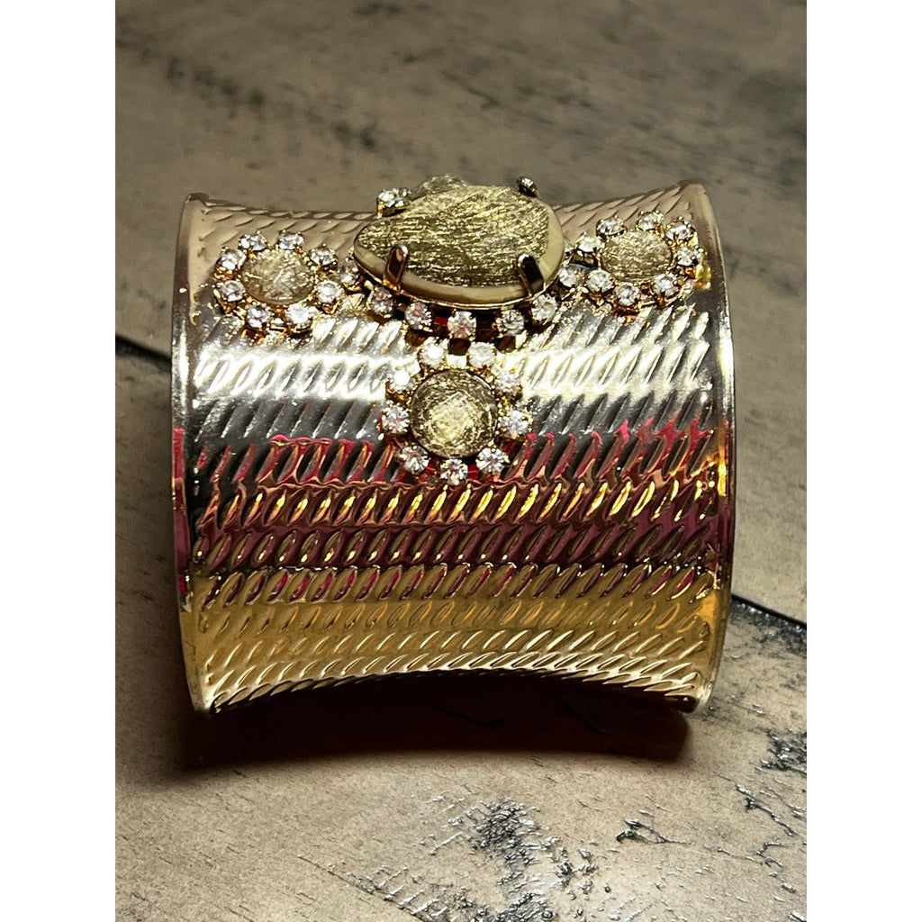 Boho Crystal and Stone Cuff Bracelet