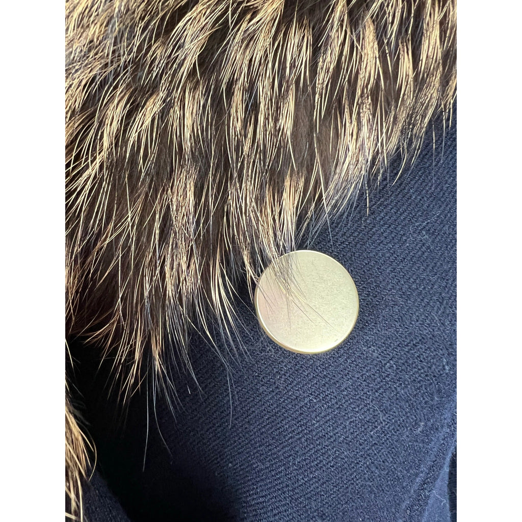 Theory Overby Belmore Wool Cashmere Peacoat With Genuine Fox Fur Collar