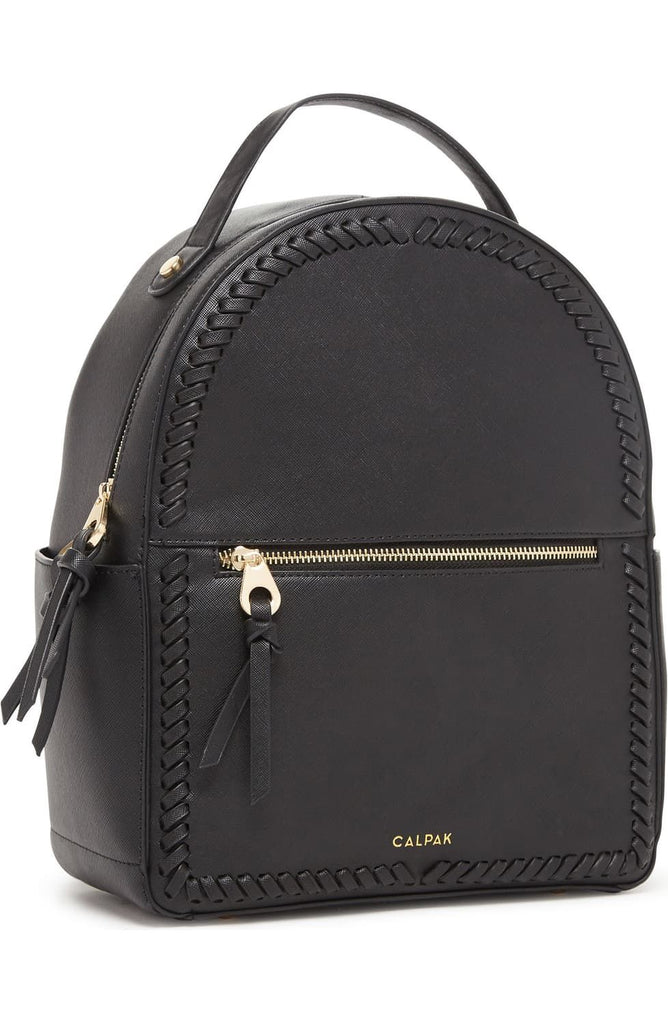 Calpak vegan leather round top Kaya mini backpack in black,