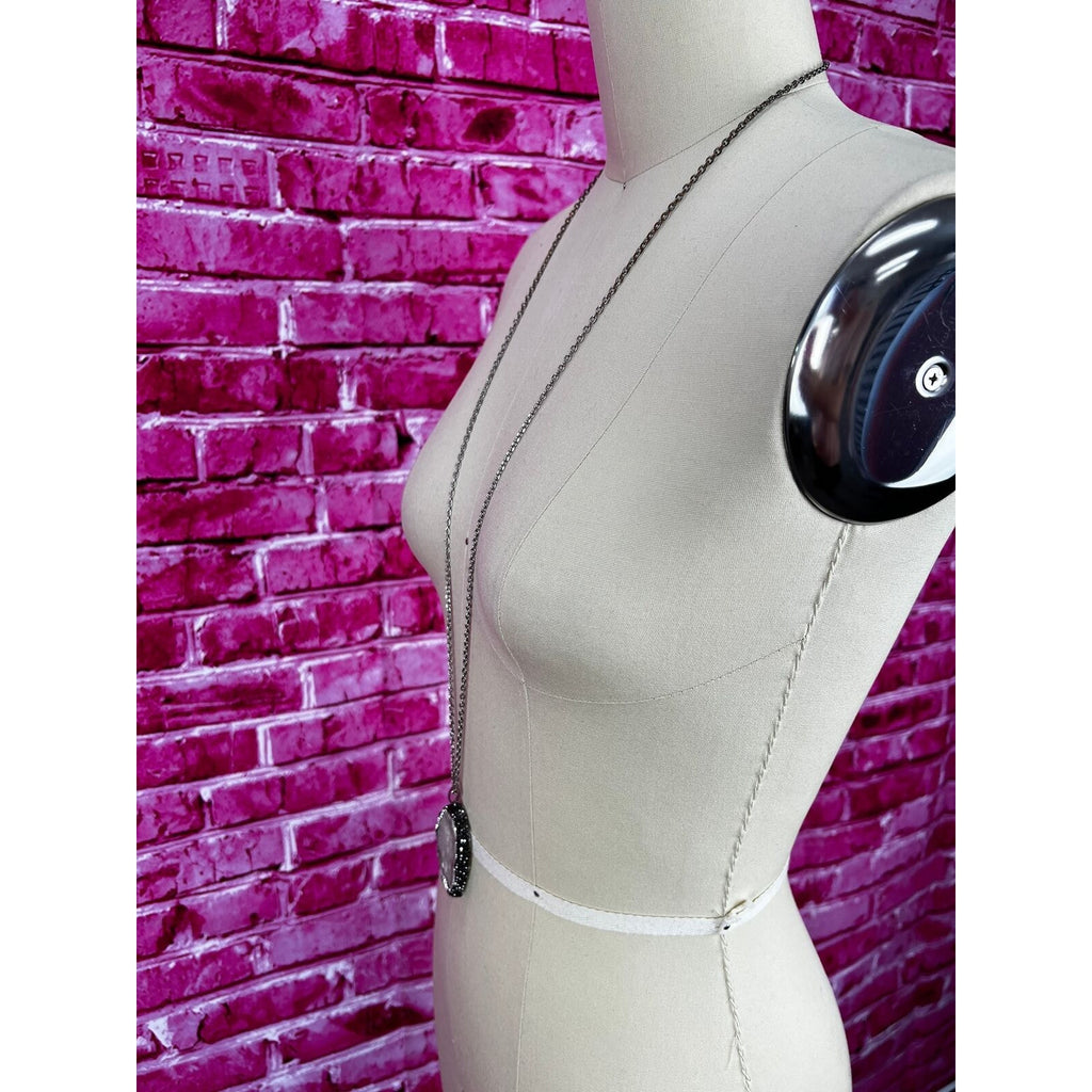 Geode crystal pendant chain necklace