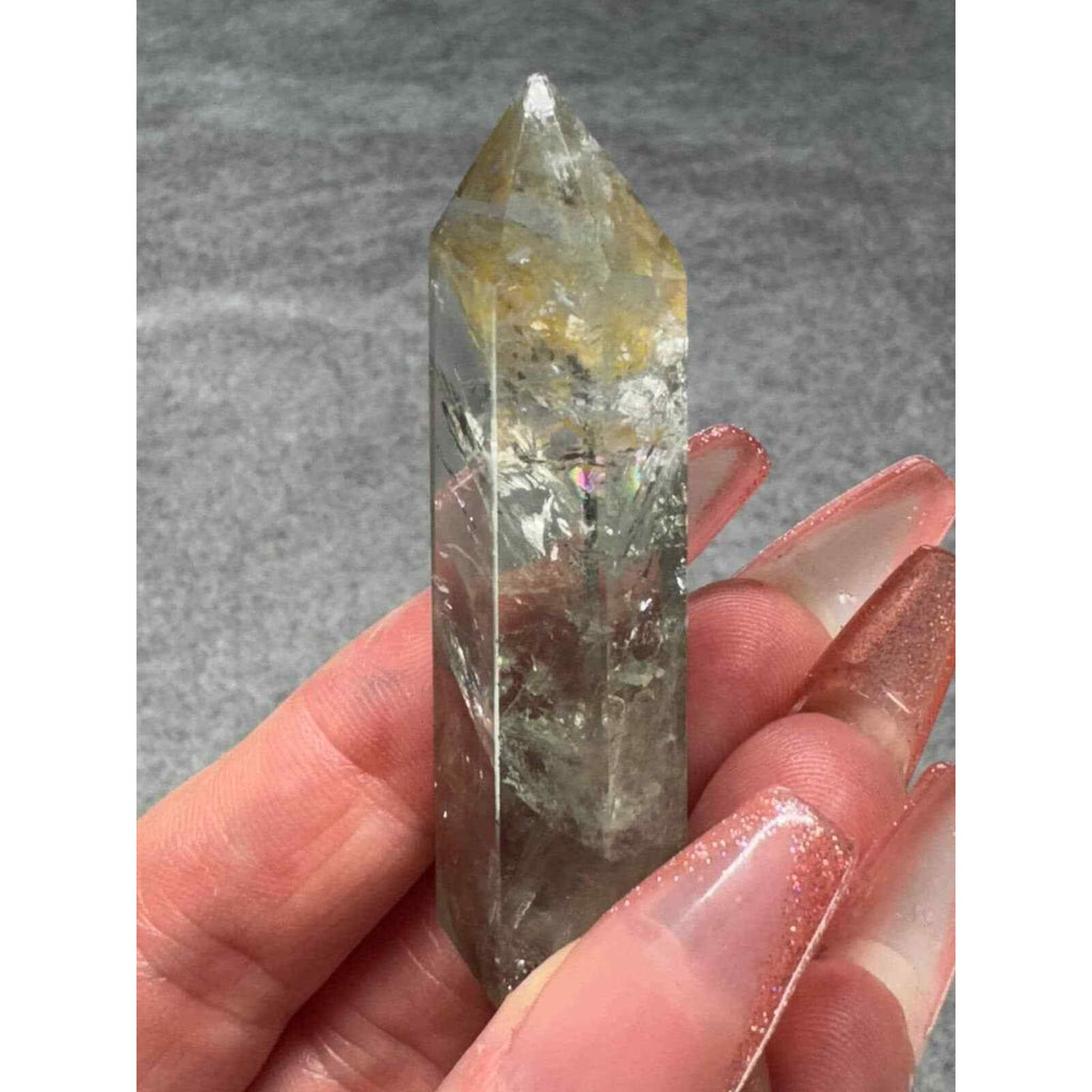 Clear Quartz & golden healer double tip Crystal