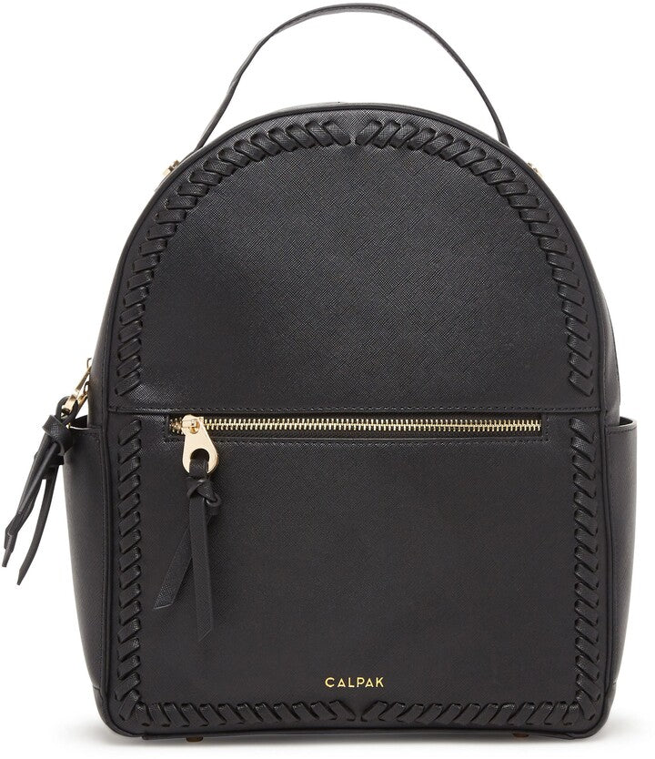 Calpak vegan leather round top Kaya mini backpack in black,